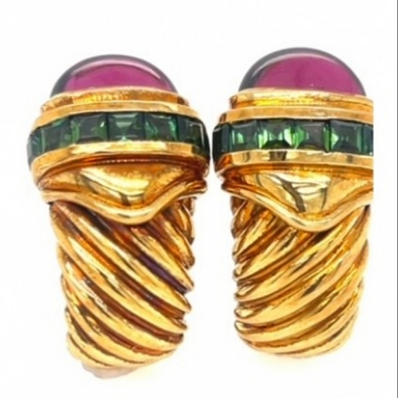 18K David Yurman Embedded Jeweled Exquisite Earrings 🎁 - Picture 2 of 12